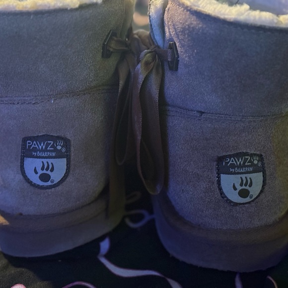 BearPaw Tan Ankle Boots with Ribbon Detail - Picture 2 of 4